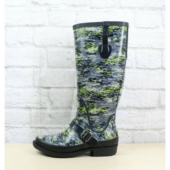 L.L. Bean Shoes - LL Bean Wellie Mariner Blue Camouflage WP Knee High Rain Boots Size 7 M